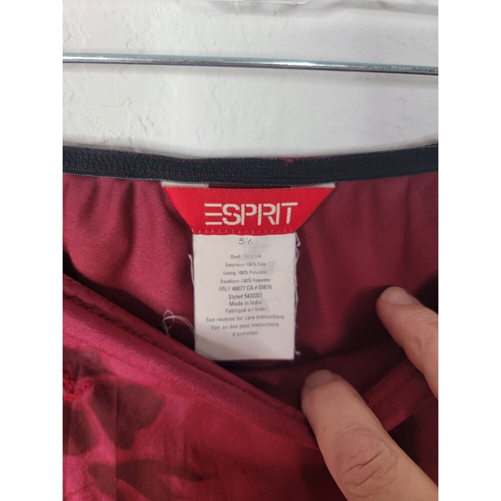 Vintage Espirit Silk Skirt Berry Red Floral Dainty Sequins Vtg Size 5/6 90s Y2K - Picture 7 of 16
